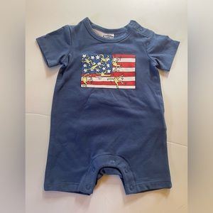 K. Haring baby size 3-6  months blue romper - Keith Haring